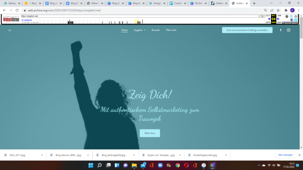 Screenshot meiner Website am 4.12.20