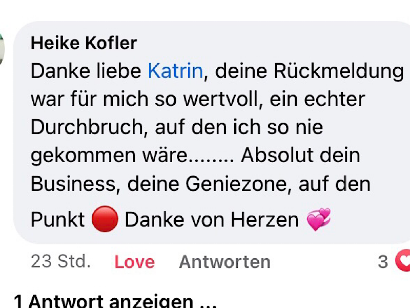 Facebook Kommentar mit Feedback